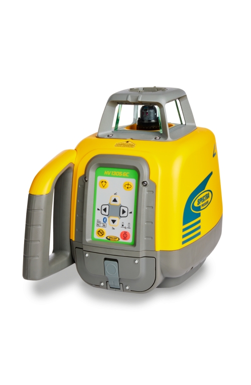 HV1305GC žalio spindulio lazerinis nivelyras – komplektas su HL760U imtuvu, C70 laikikliu, RC1402 pulteliu, vertikaliu adapteriu, NiMH baterijomis, krovikliu, taikiniu, akiniais, sieniniu laikikliu ir mažu nešiojimo dėklu (2 klasės lazeris)