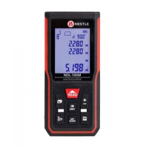 Nestle NDL-100 nebrangus lazerinis atstumų matuoklis su kampo posvyrio funkcija (100m, ±2,0mm)